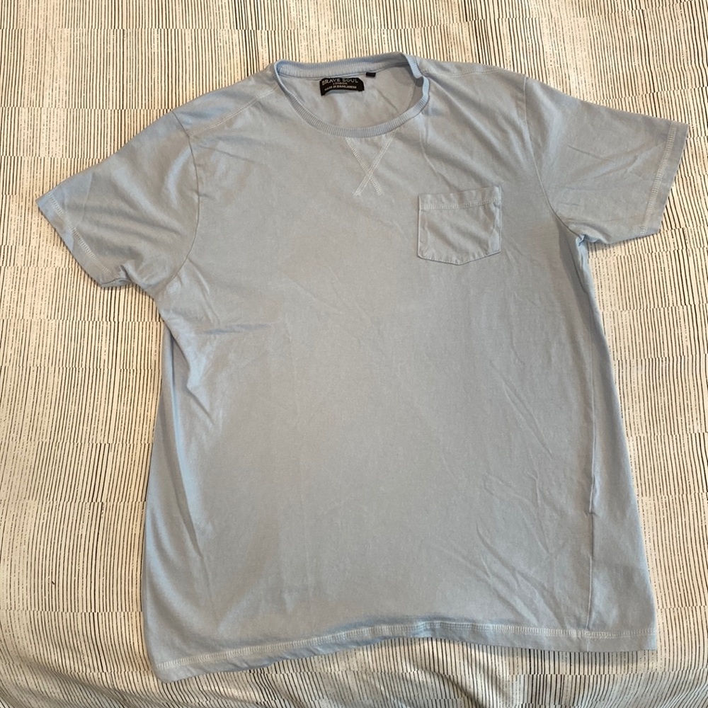 Size M: Brave Soul short sleeve pocket t-shirt in light blue